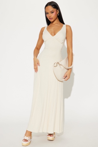 Daniella Stretch Linen Maxi Dress - Cream