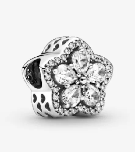 Sparkling Snowflake Pave Charm Sterling Silver