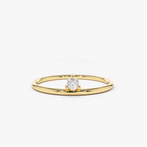 14K Gold Single Floating Diamond Ring