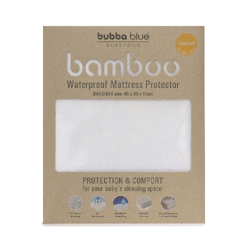 Bubba Blue Bamboo Mattress Bassinet Protector, White