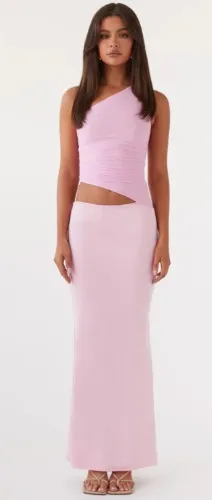 pepper mayo Seranella One Shoulder Maxi Dress