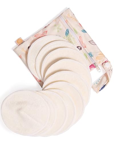 Kindred Bravely Organic Washable Breast Pads 10 Pack | Reusable Nursing Pads for Breastfeeding with Carry Bag - 10-Count - Beige Multicolored