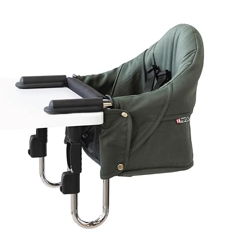 guzzie+Guss Perch Clip On Table Chair – Easy Setup for Travel (Restaurants, Picnics), at Home (Kitchen Islands, Dining Tables) - Secure & Portable Seating, Machine Washable Fabric - Tropical Green - Tropical Green