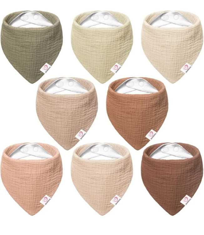 Bearmoss Muslin Baby Bibs 100% Cotton Baby Bandana Drool Bibs for Unisex Baby Girls Boys Drooling and Teething - Coconut Mocha | My Wishlist
