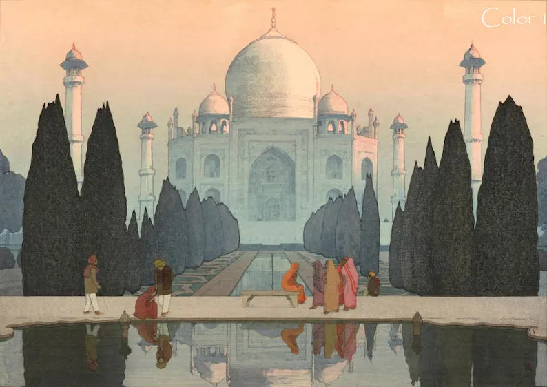 Japanese Art Print "Morning/Night at the Taj Mahal"
