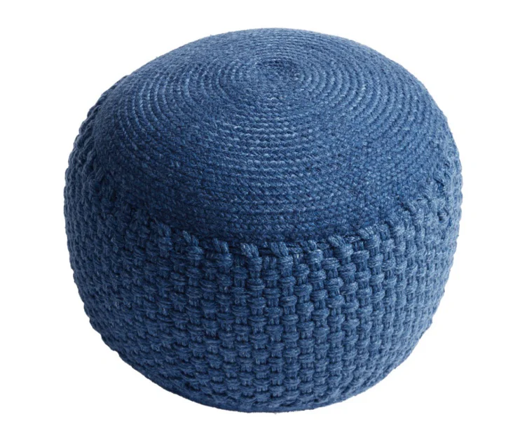 Coral Round Braided Indoor Outdoor Pouf
