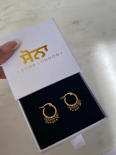Hoop Earrings Mini with Dangle 18k Gold Plated