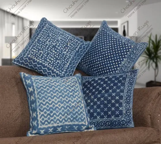 Indian Handwoven 4 set of 45x45cm Printed Cotton Pillow covers