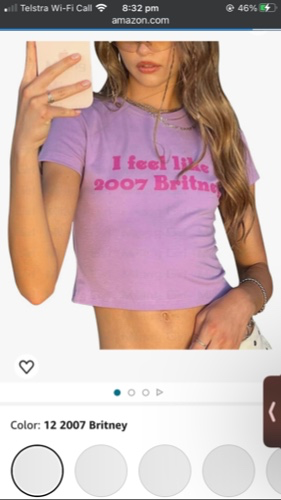 Woxlica E Girl Clothing Graphic Print Summer Crop Top for Teen Girls - Small 12 2007 Britney