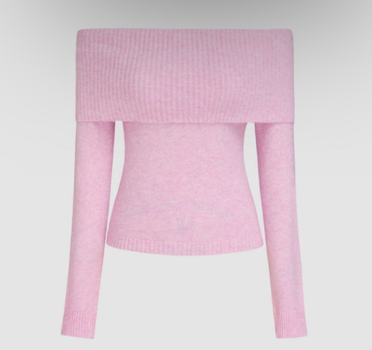Off-shoulder Knitted Long Sleeve Top