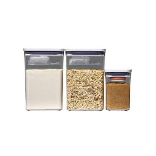 OXO Pop 6pc Baking Airtight Food Storage Container Set: BPA-Free, Dishwasher-Safe, Silicone & ABS Lids, White