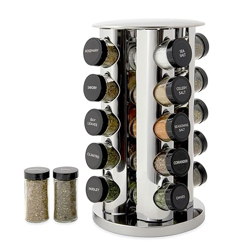 Kamenstein 20 Jar Revolving Countertop Spice Rack with Spices