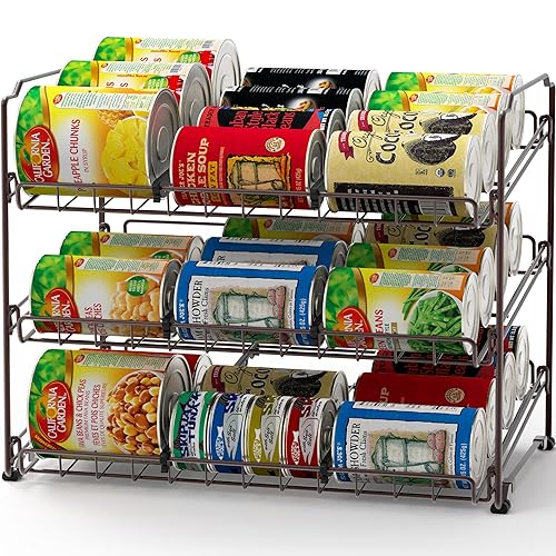 SimpleHouseware Stackable Metal Can Rack Organizer, Bronze - Bronze - 1-Pack