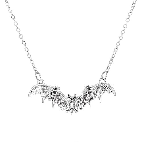 Bkazwe Bat Necklace, Bat Pendant Necklace Gothic Scary Halloween Jewellery Valentine’s Day Engagement Wedding Love Present for Women and Teen Girls Gothic Bat Necklace Choker - B