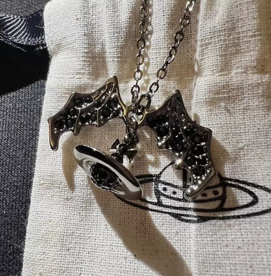 Authentic Vivienne Westwood Black Silver Bat 3D Orb Necklace Chain  | eBay