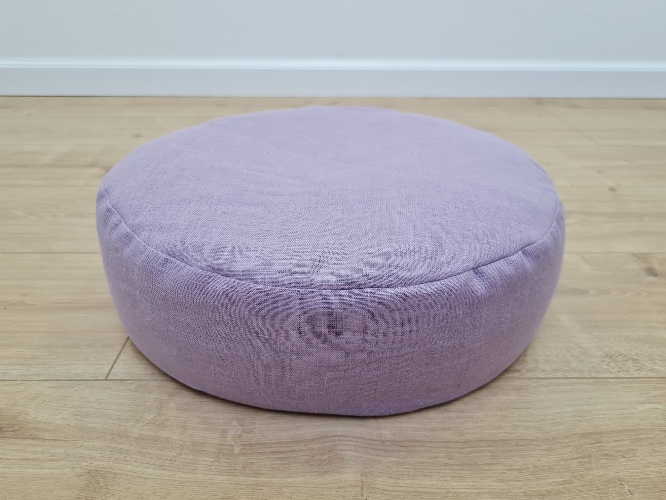 Linen Meditation floor cushion with Buckwheat hulls / Zafu pillow seat/Meditation Yoga | lilac / D14" x 4.7"H (35x12cm)