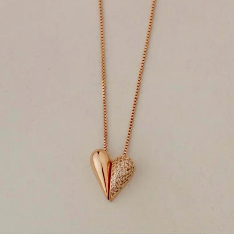 colar coração match banho ouro 18k • notta | Notta