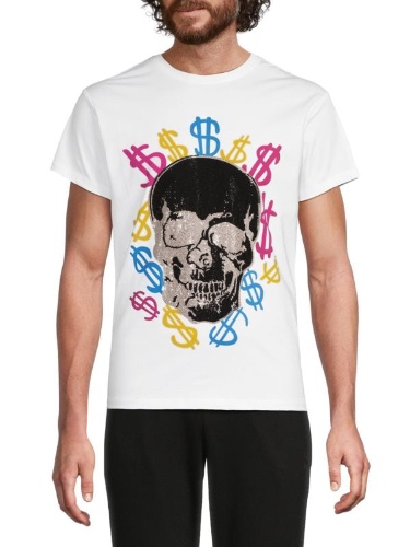 Rhinestone Money Skull Graphic T-Shirt