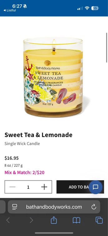 Sweet Tea & Lemonade Single Wick Candle