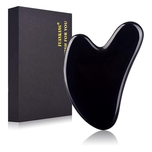 FUANKANG Gua Sha Facial Tools Black Guasha Stone for Skincare Face Body Relieve Muscle Tensions Reduce Puffiness - Black