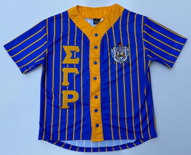 SGRho Blue Button Up Baseball Jersey