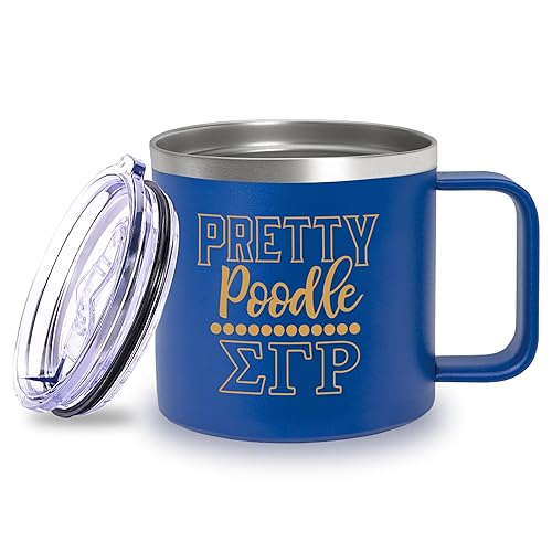 BBGreek Sigma Gamma Rho Sorority Paraphernalia - Official Vendor - 14 oz Insulated Mug - Pretty Poodle - SGRHO Paraphernalia - 14oz - cup-pretty-poodle