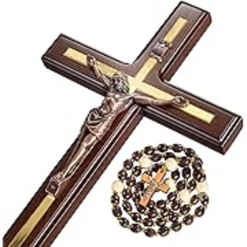 Handmade Crucifix Wall Cross - Wooden Catholic Crucifix for Home Decor - 12 Inch