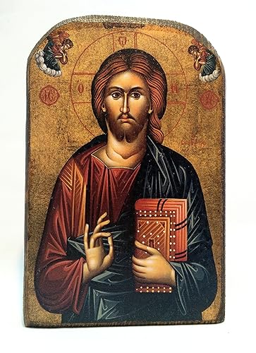 Handmade Wooden Greek Christian Orthodox Mount Athos Icon of Jesus Christ /Mp2_5