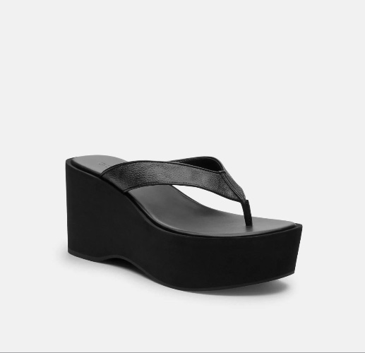 Thong Wedge Sandal in Signature Canvas  - Black