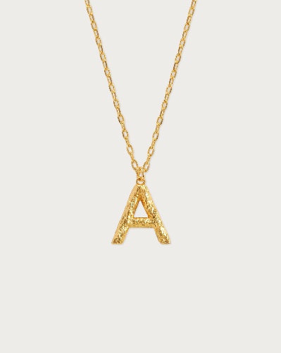 Textured Initial Letter Necklace