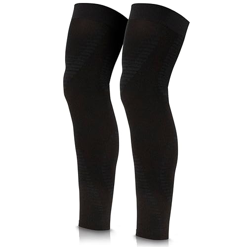 Vive Full Leg Compression Sleeves for Men & Women (Pair) - Knee, Calf, & Thigh Support Brace Wrap for Basketball, Football, Wrestling - Footless Long Running Accessories for Shin Splints (Small) - Small