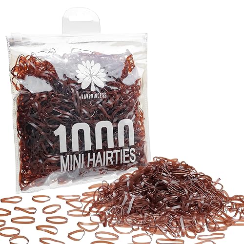 Kanprincess 1000pcs Brown Mini Rubber Bands, Soft Small Hair Ties for Kids Toddlers Girls, Elastic Ponytail Accessories, No Damage Baby Hair Styling (Brown) - Brown