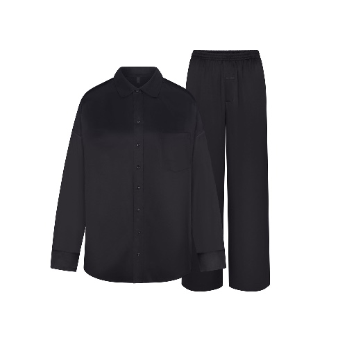SILK OVERSIZED LONG SLEEP SET | ONYX