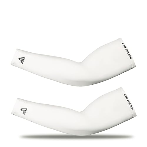 D.R.I.P Over Skill Sports Arm Sleeves, Youth & Adult, Versatile Drip for ALL Sports, 4-Way Stretch Compression, Anti-Slip - Youth S/M - White