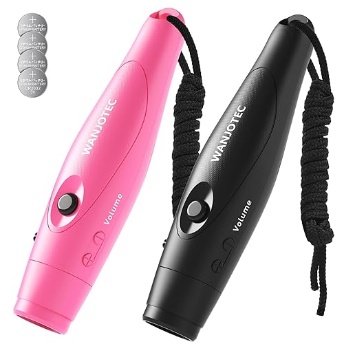 WANJOTEC Electronic Whistle for Coaches Teachers: 3 Tone & Adjustable Volume Loud Whistles with Lanyard, Hand Electric Whistle for Volleyball Basketball Sports, Hiking Safety Whistles Coach Gift - Black+Pink - 2