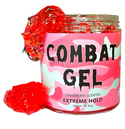 Combat Gel | Extreme Hold Hair Gel | Alcohol Free Hair Gel | 500ML - Peach - 16.9 Ounce (Pack of 1)