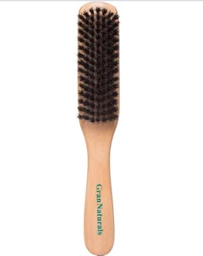 Amazon.com : GranNaturals Boar Bristle Slick Back Hair Brush - Soft/Medium Smoothing Hairbrush to Style, Polish, & Lay Hair Down Flat to Create a Sleek Frizz Free Hairstyle for Women and Men - Wooden Handle : Beauty & Personal Care