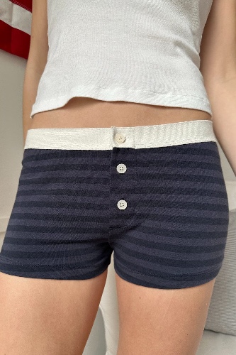 Boy Short Stripe Underwear | Faded Navy Stripes / XS/S