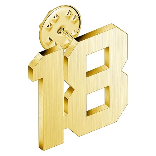 AMITER Personalized 0-100 Number Lapel Pins, 18K Gold Brooch Pin Tie Tacks for Suits, Neckties, Hats, Men & Women - 18