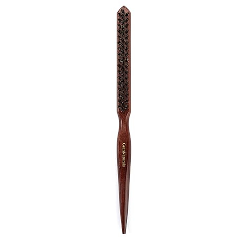 GranNaturals Teasing Boar Bristle Hair Brush for Women - Slick Back Comb with Rat Tail Pick for Hair Sectioning Used for Edge Control, Backcombing, Smoothing, and Styling Fine Hair to Create Volume - 1 Count (Pack of 1)