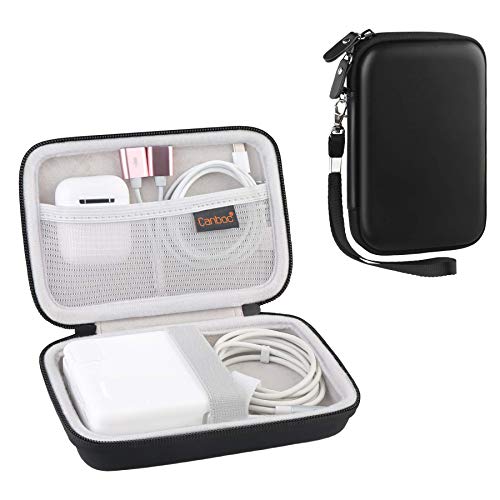 Canboc Carrying Case for MacBook Air Pro Charger MagSafe/MagSafe 2 Power Adapter, iPhone 14/14 Pro Charger, USB Type C Hub, USB Multiport Adapter, Hard Shockproof Bag, Black - A-Black