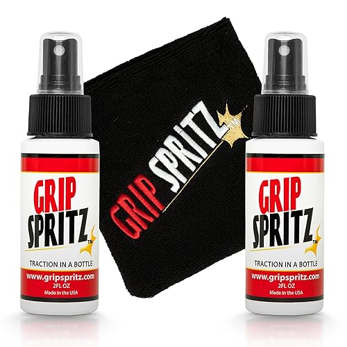 Grip Spritz - Basketball Court Shoe Grip Spray - Shoe Traction Enhancer - Elongates Shoe Life and Increase Performance - Year Round Bundle - Two Bottles of Sneaker Grip Spray Towel Clear