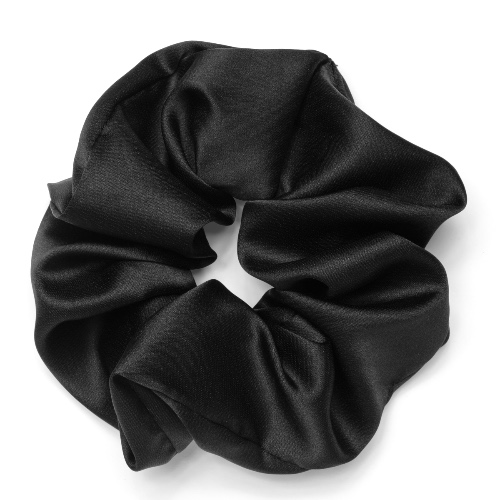 Vegan Silk Large Scrunchie | Black
