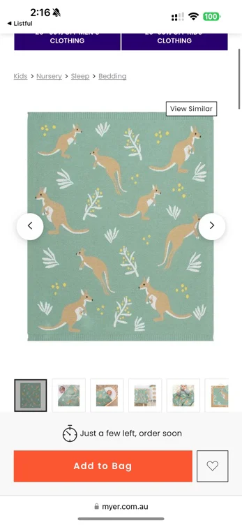 Australiana Baby Blanket in Green