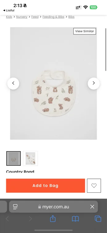 Organically Grown Cotton Koala Bib in Marshmallow