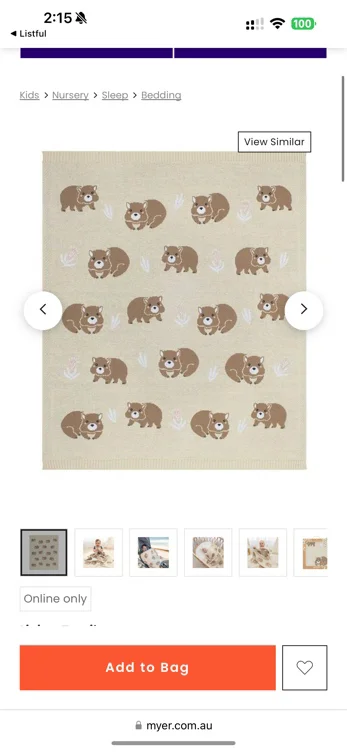 Australiana Baby Blanket in Wombat/Natural