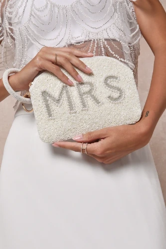 Mrs Moment Ivory Beaded Pearl Wristlet Bag