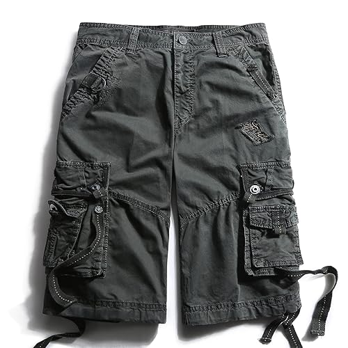 OCHENTA Men's Loose Fit Cargo Shorts with Multi Pockets - 42 - #3233 Dark Grey