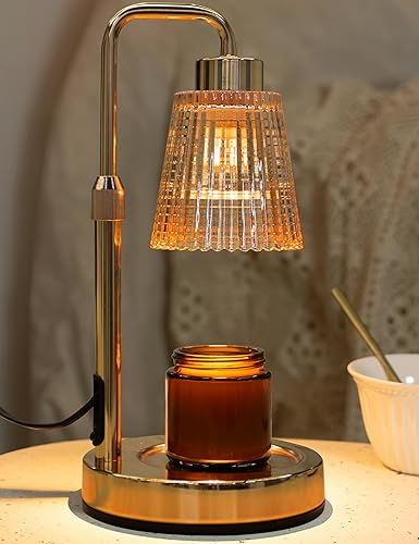 GODONLIF Candle Warmer Lamp with Timer, Adjustable Height Candle Warmer, Dimmable, Home Decor, Wax Warmer Lamp for Jar Candles with 2 Bulbs, Gold - Gold