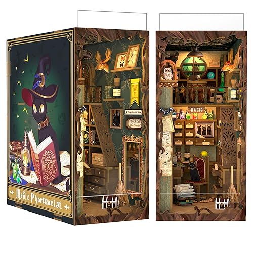 CUTEBEE Book Nook Kit, DIY Booknook Miniature House Tiny House 3D Wooden Puzzle Dollhouse Kit for Adults and Teens, Bookshelf Insert Decor, DIY Craft Gift Model Build - Magic Pharmacist